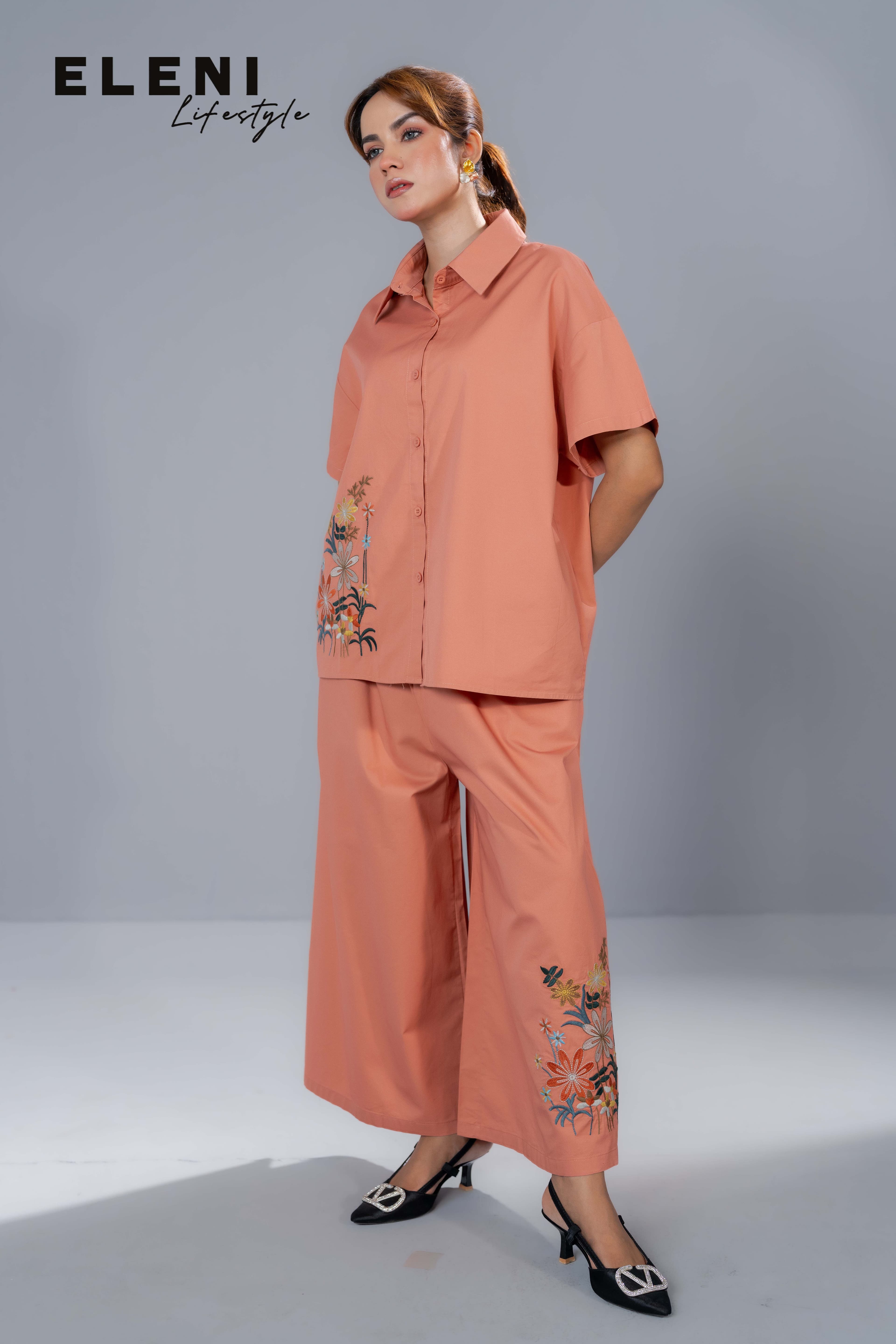 Floral Meadow Embroidered Relaxed Co-Ord Set