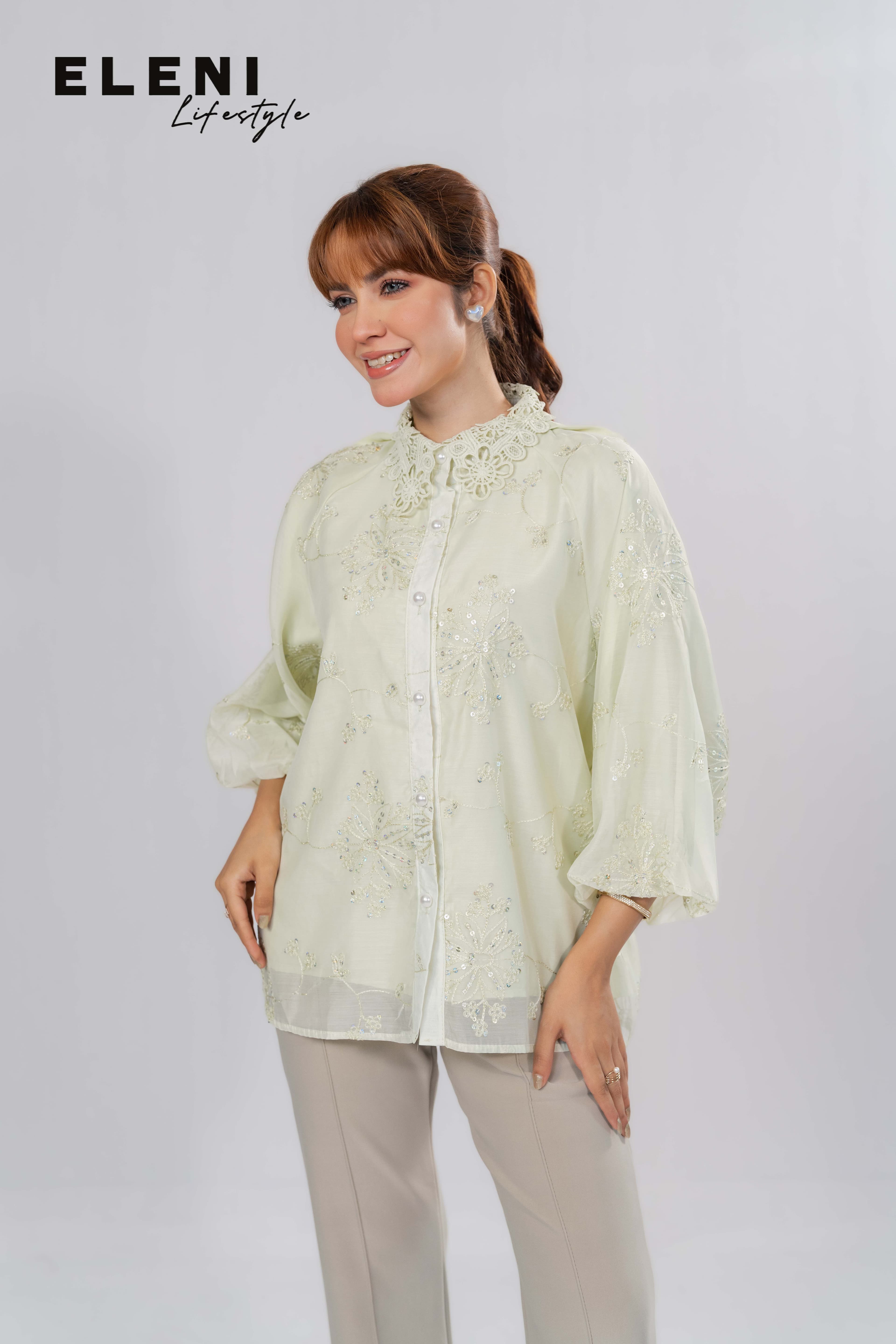 Aurora Sequin Embroidered Organza Shirt