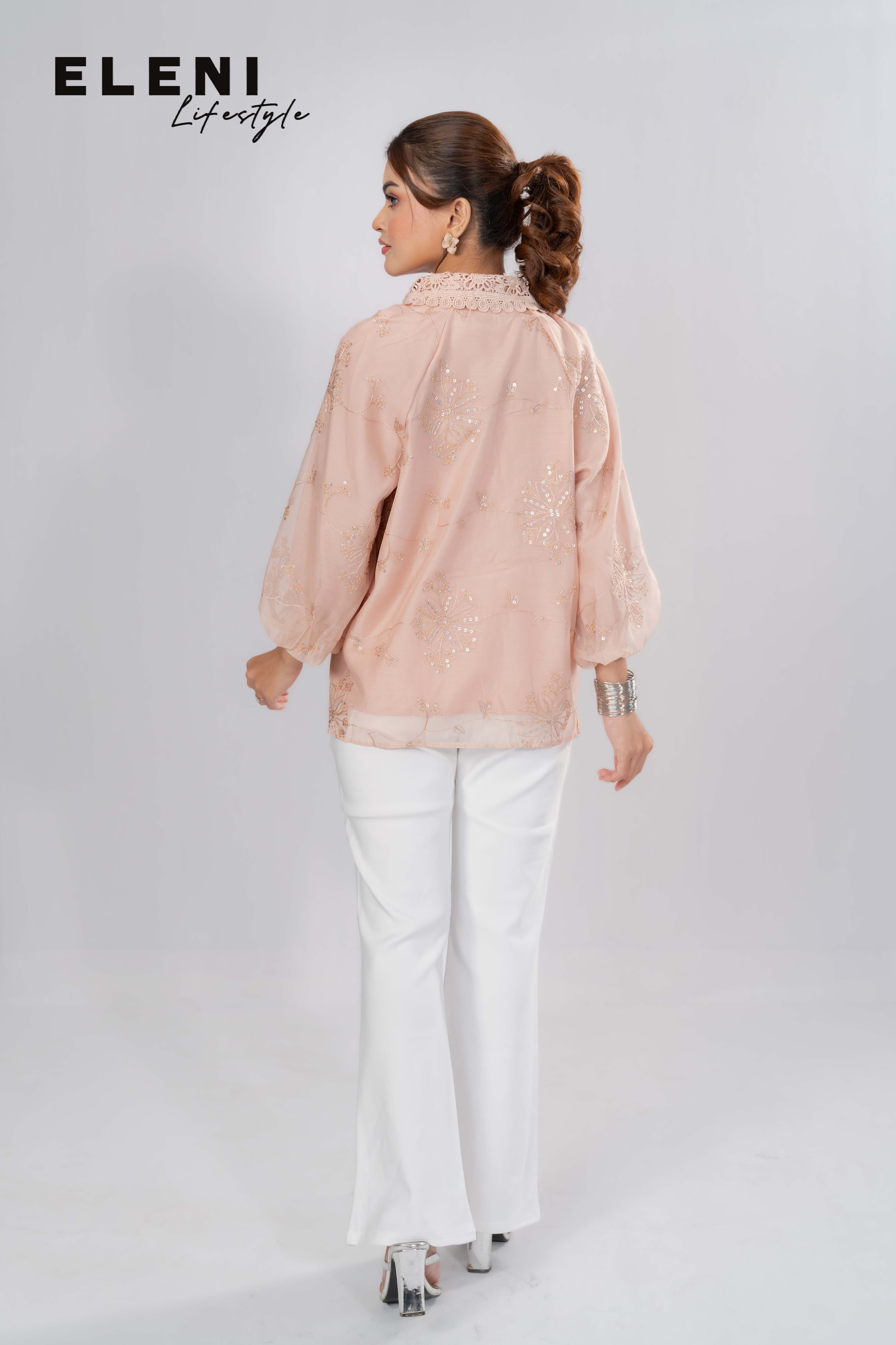 Aurora Sequin Embroidered Organza Shirt