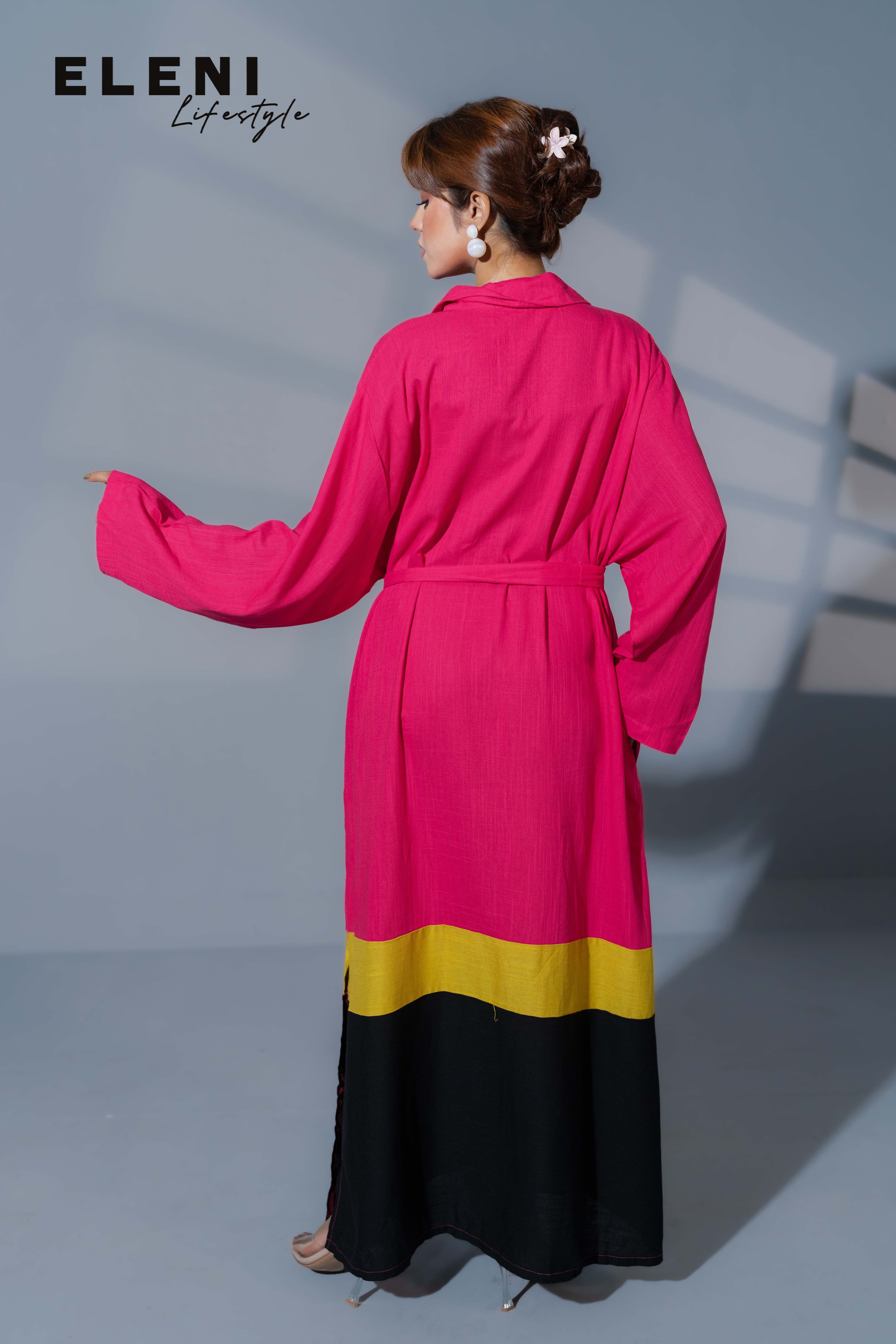 Vibrant Color-Blocked Midi Shirt Dress