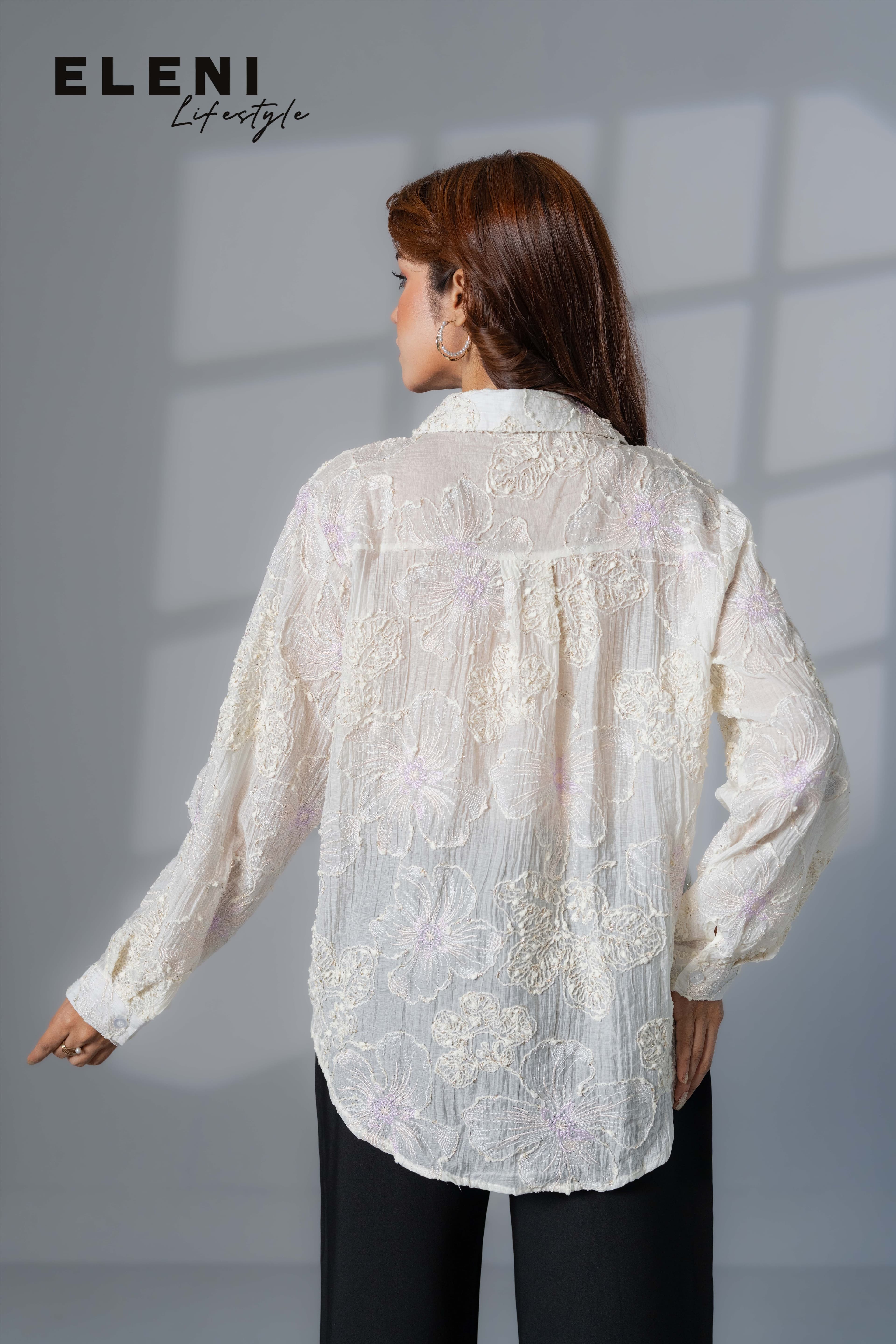 Floral Meadow Textured Organza Shirt