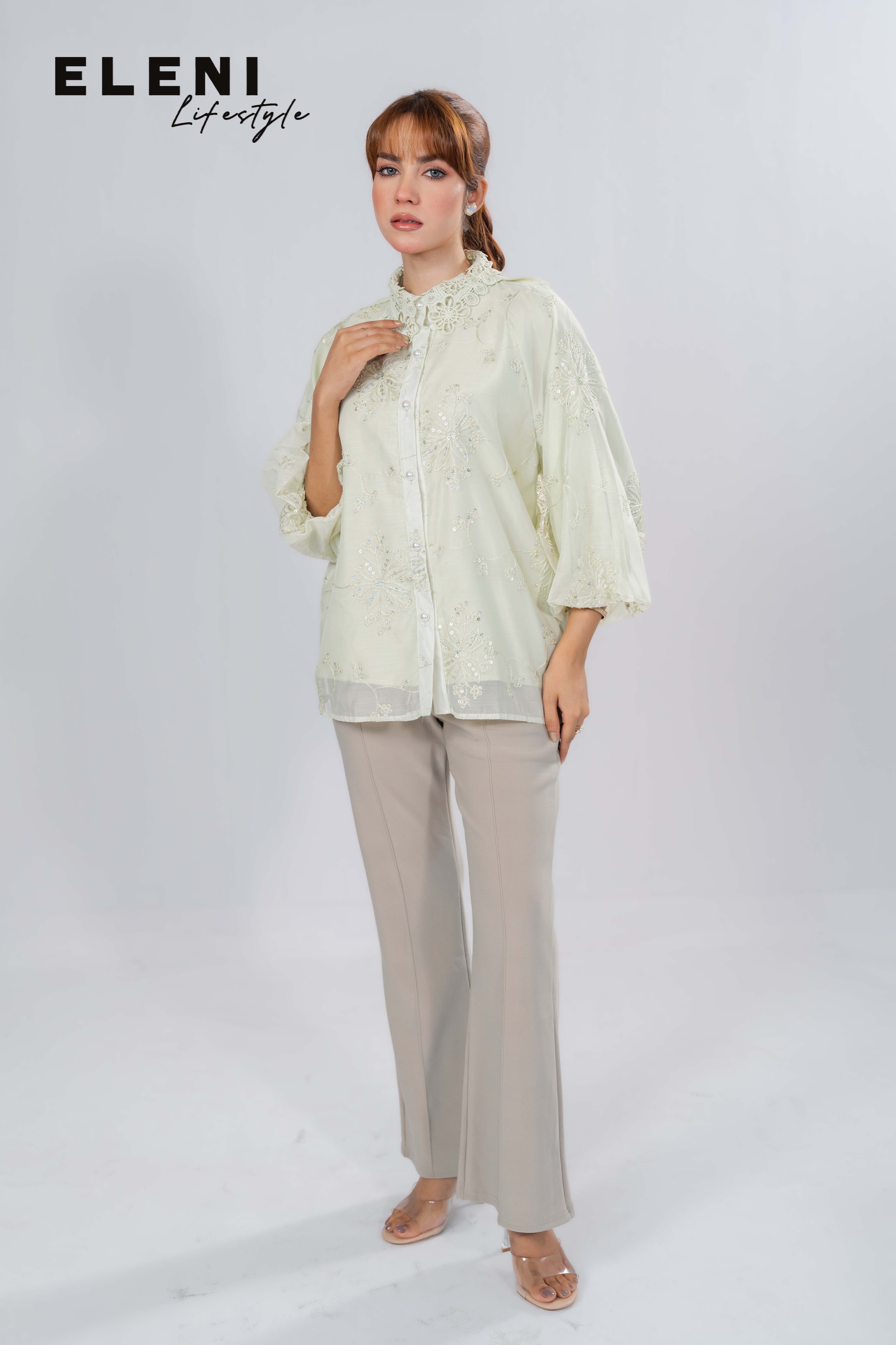 Aurora Sequin Embroidered Organza Shirt